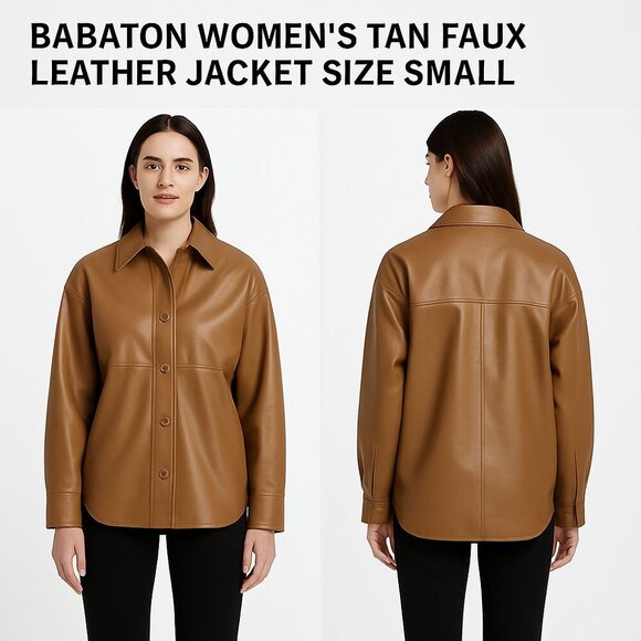 BABATON WOMEN'S TAN FAUX LEATHER JACKET SIZE SMALL - Picture 1 of 13